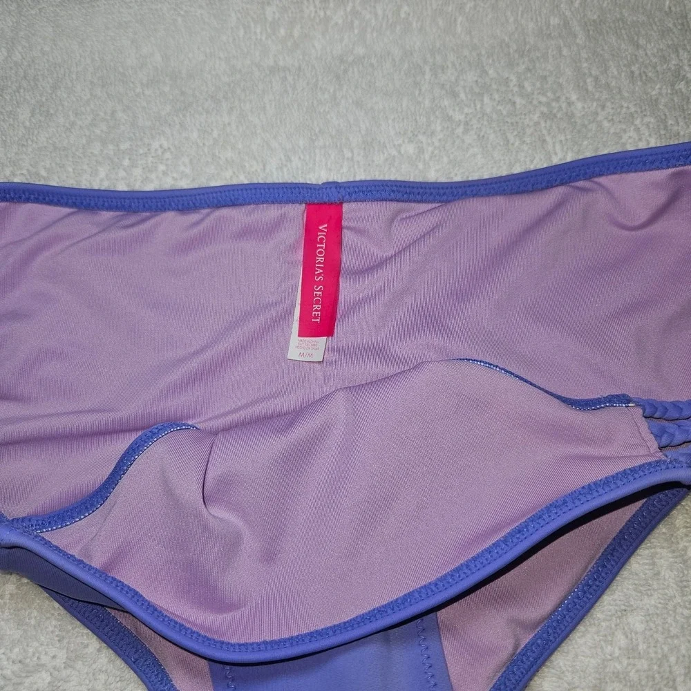 Victoria's Secret Bikini Bottom Purple Braided Strappy Side Medium Swim, Beach